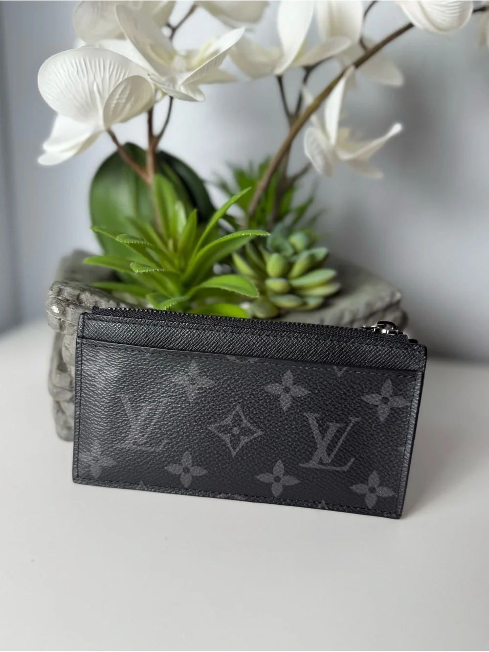 LOUIS VUITTON Coin Card Holder Monogram Eclipse Canvas